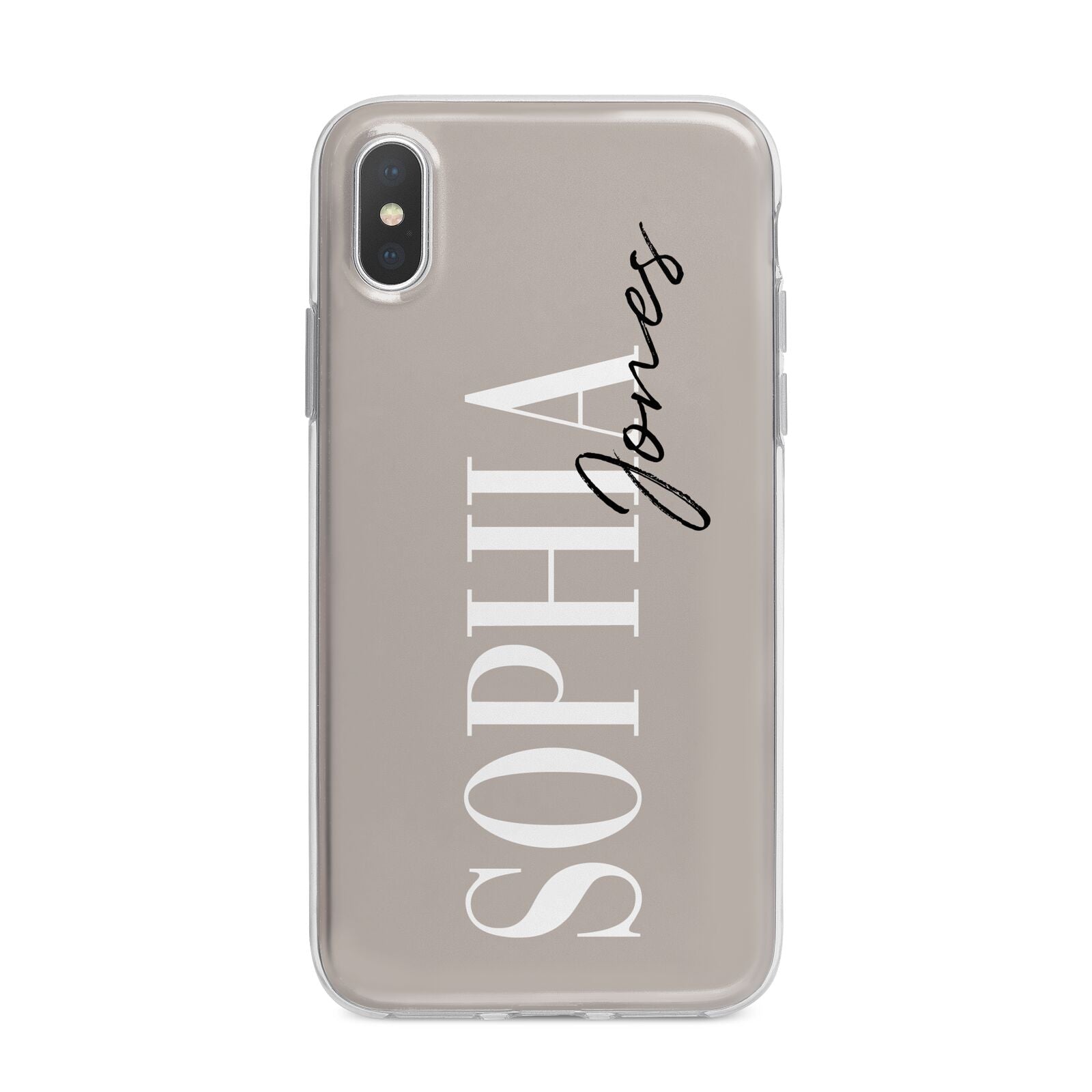 Stone Colour with Personalised Name iPhone X Bumper Case on Silver iPhone Alternative Image 1