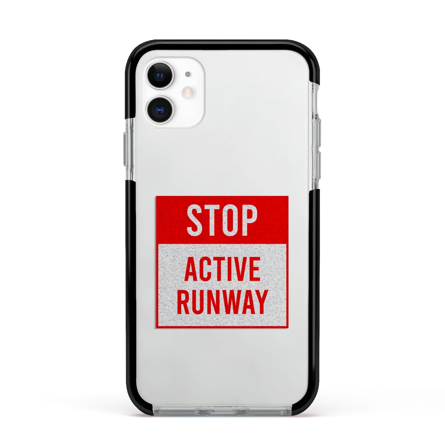 Stop Active Runway Apple iPhone 11 in White with Black Impact Case