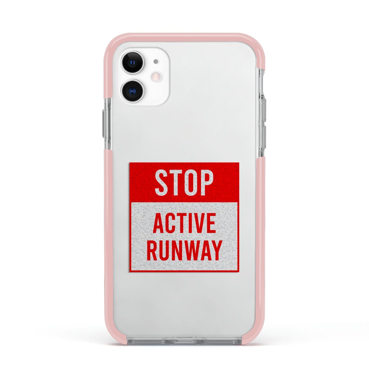 Stop Active Runway Apple iPhone 11 in White with Pink Impact Case
