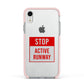 Stop Active Runway Apple iPhone XR Impact Case Pink Edge on Silver Phone