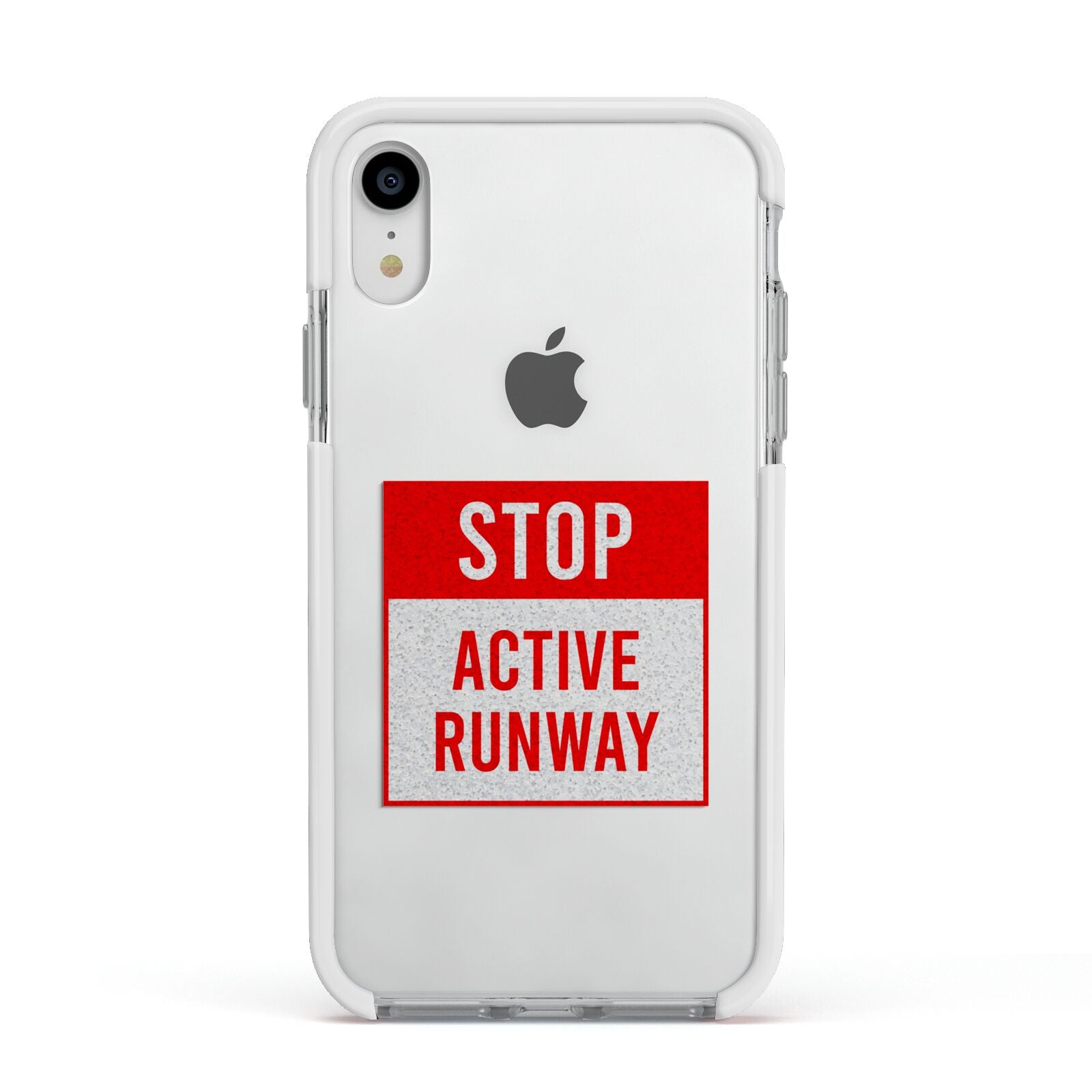 Stop Active Runway Apple iPhone XR Impact Case White Edge on Silver Phone