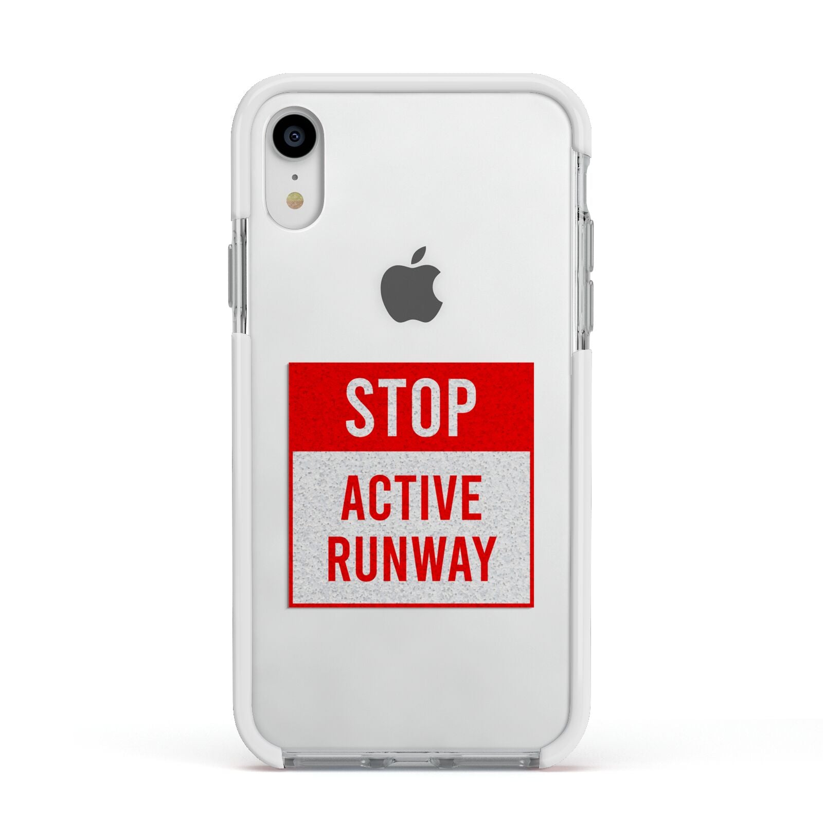 Stop Active Runway Apple iPhone XR Impact Case White Edge on Silver Phone