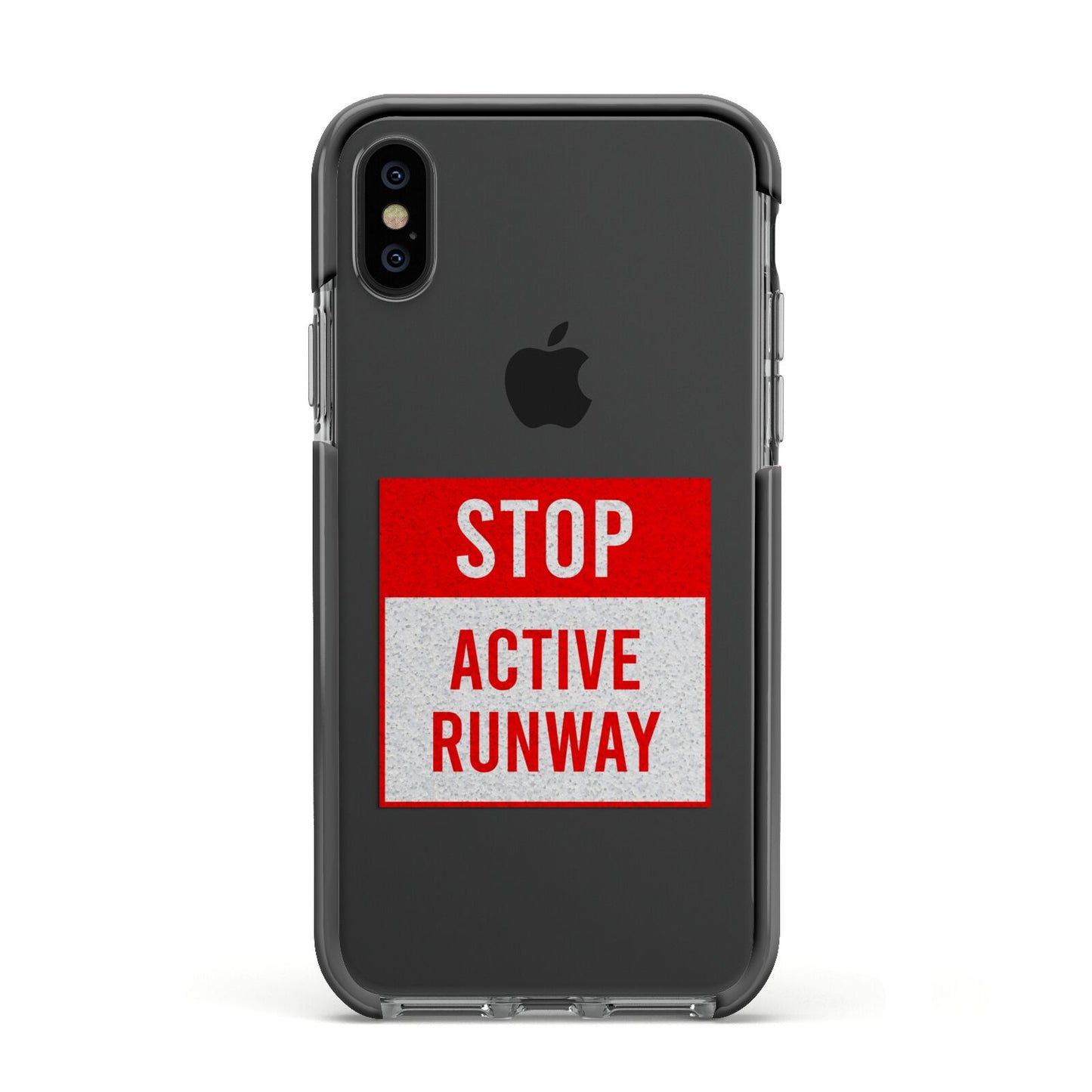 Stop Active Runway Apple iPhone Xs Impact Case Black Edge on Black Phone