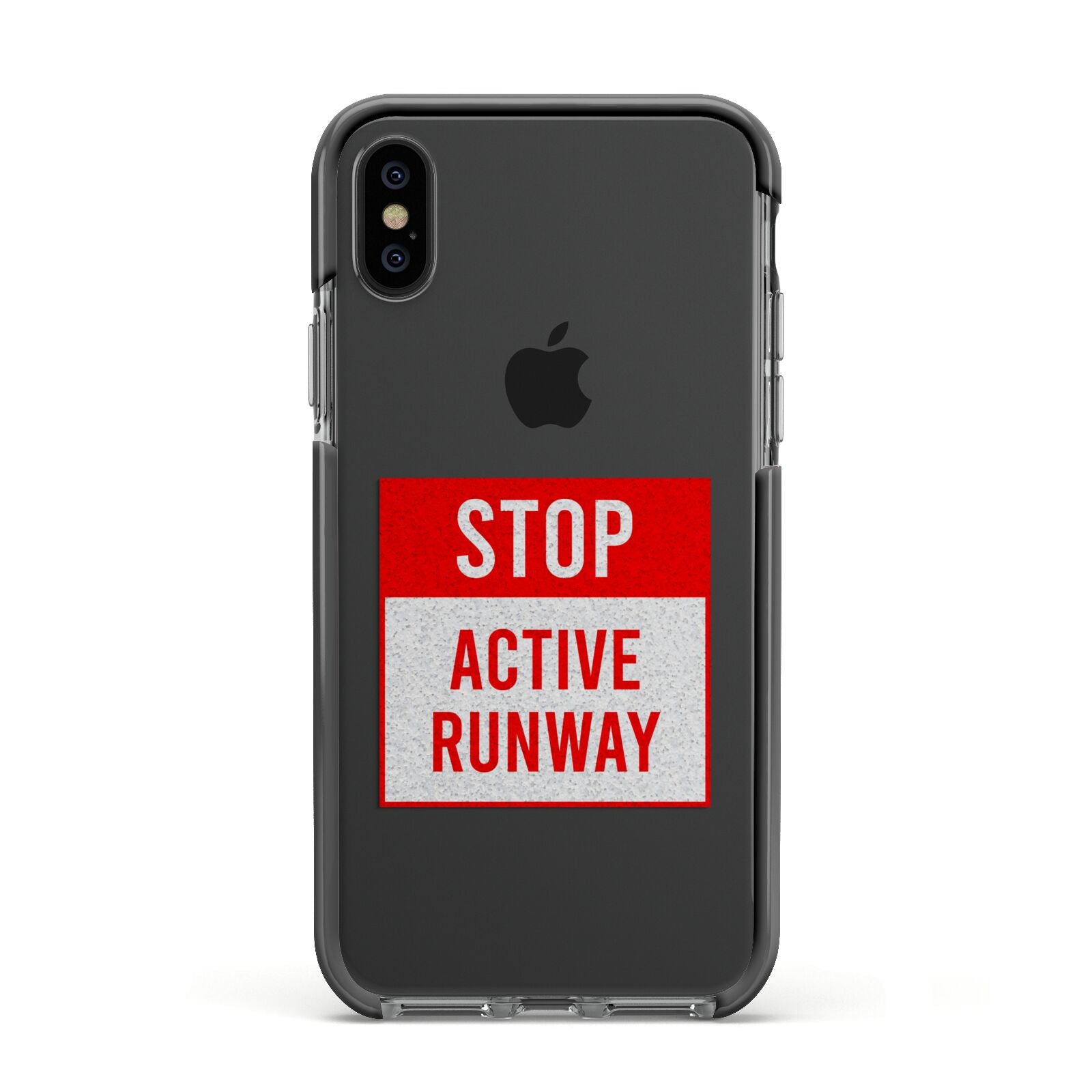 Stop Active Runway Apple iPhone Xs Impact Case Black Edge on Black Phone