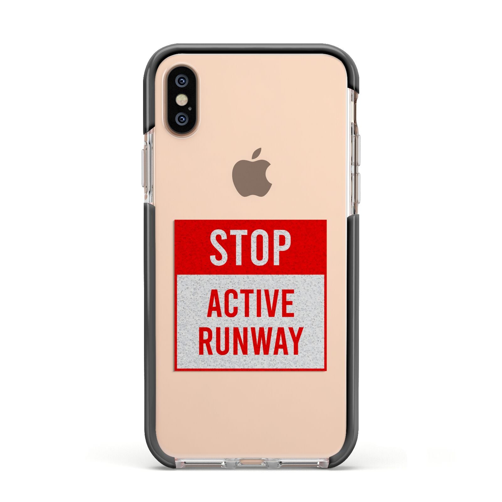 Stop Active Runway Apple iPhone Xs Impact Case Black Edge on Gold Phone
