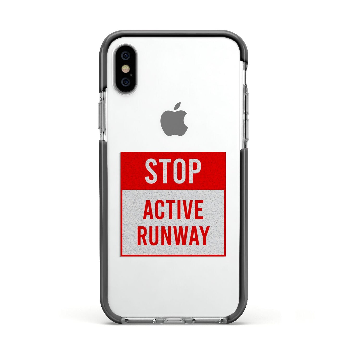 Stop Active Runway Apple iPhone Xs Impact Case Black Edge on Silver Phone