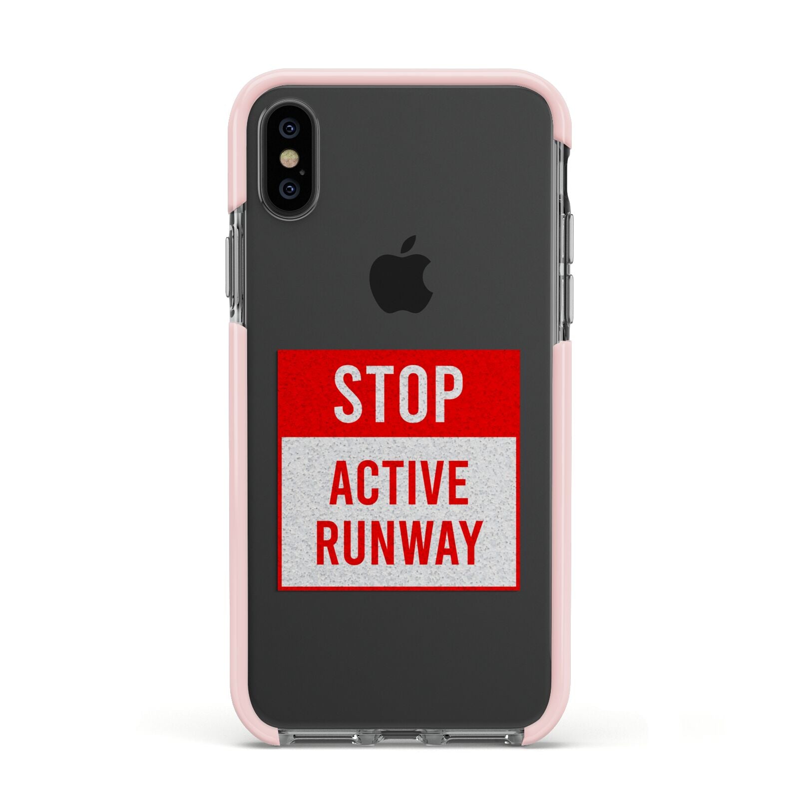 Stop Active Runway Apple iPhone Xs Impact Case Pink Edge on Black Phone