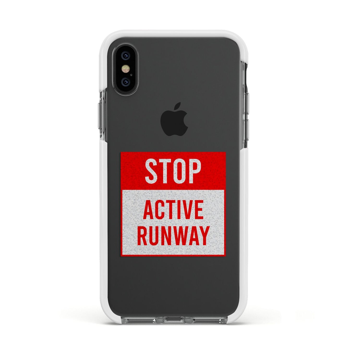 Stop Active Runway Apple iPhone Xs Impact Case White Edge on Black Phone