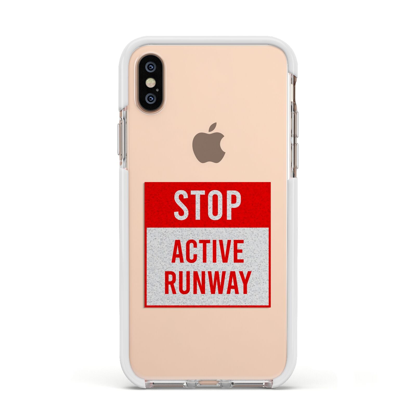 Stop Active Runway Apple iPhone Xs Impact Case White Edge on Gold Phone