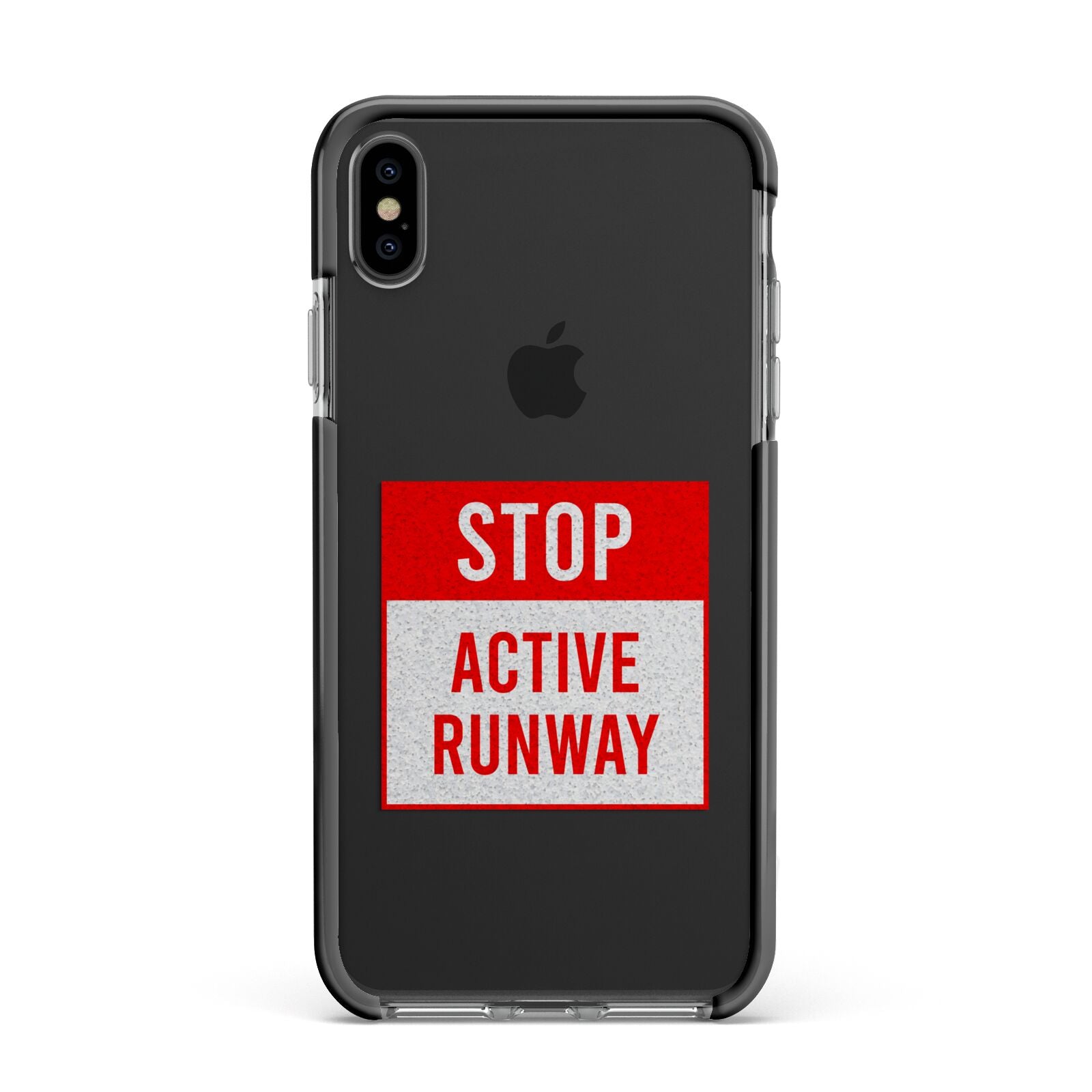 Stop Active Runway Apple iPhone Xs Max Impact Case Black Edge on Black Phone