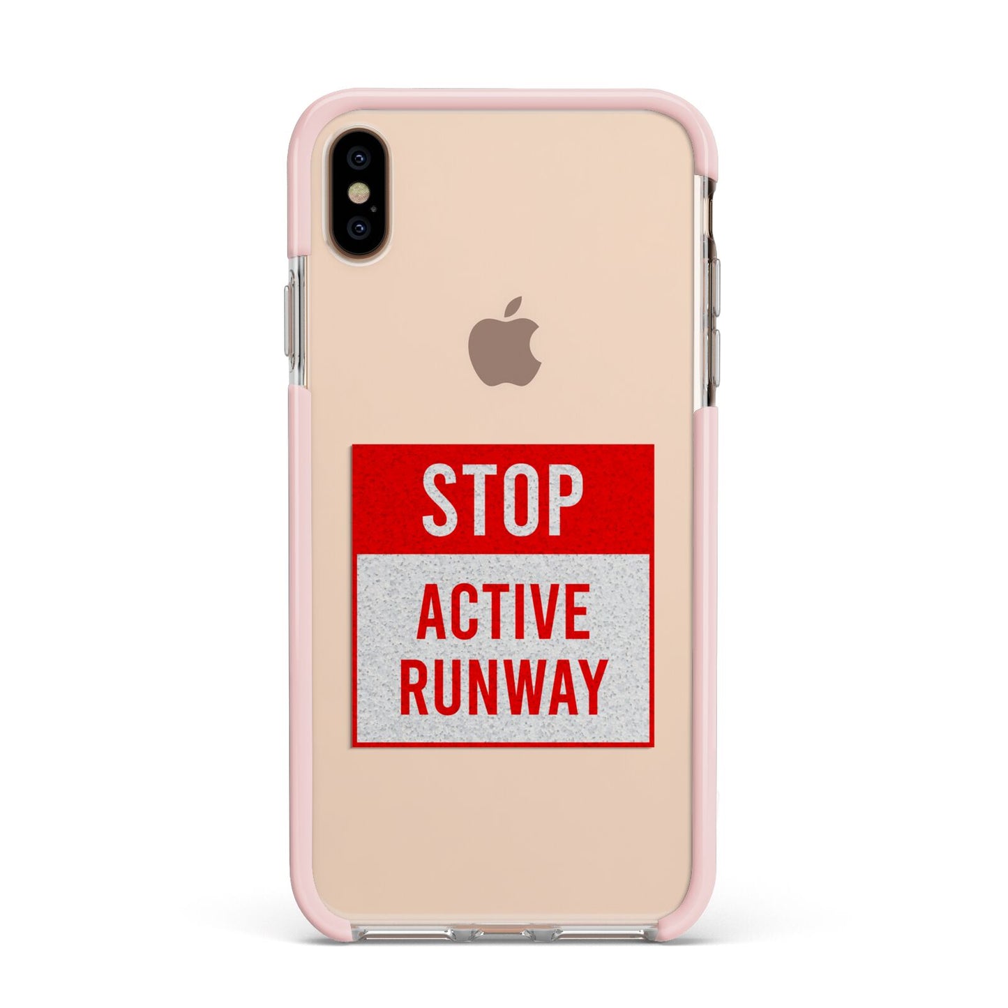 Stop Active Runway Apple iPhone Xs Max Impact Case Pink Edge on Gold Phone
