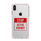 Stop Active Runway Apple iPhone Xs Max Impact Case Pink Edge on Silver Phone