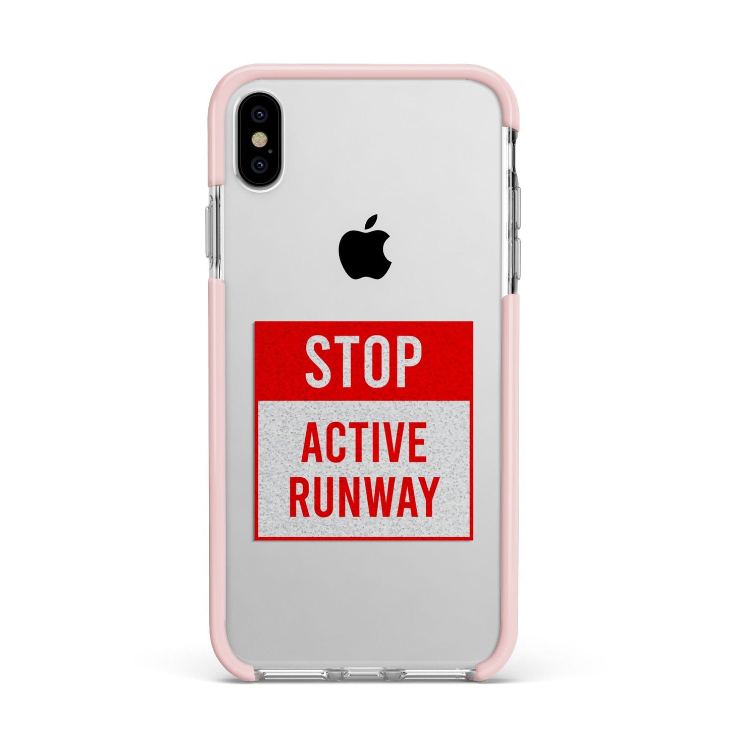 Stop Active Runway Apple iPhone Xs Max Impact Case Pink Edge on Silver Phone