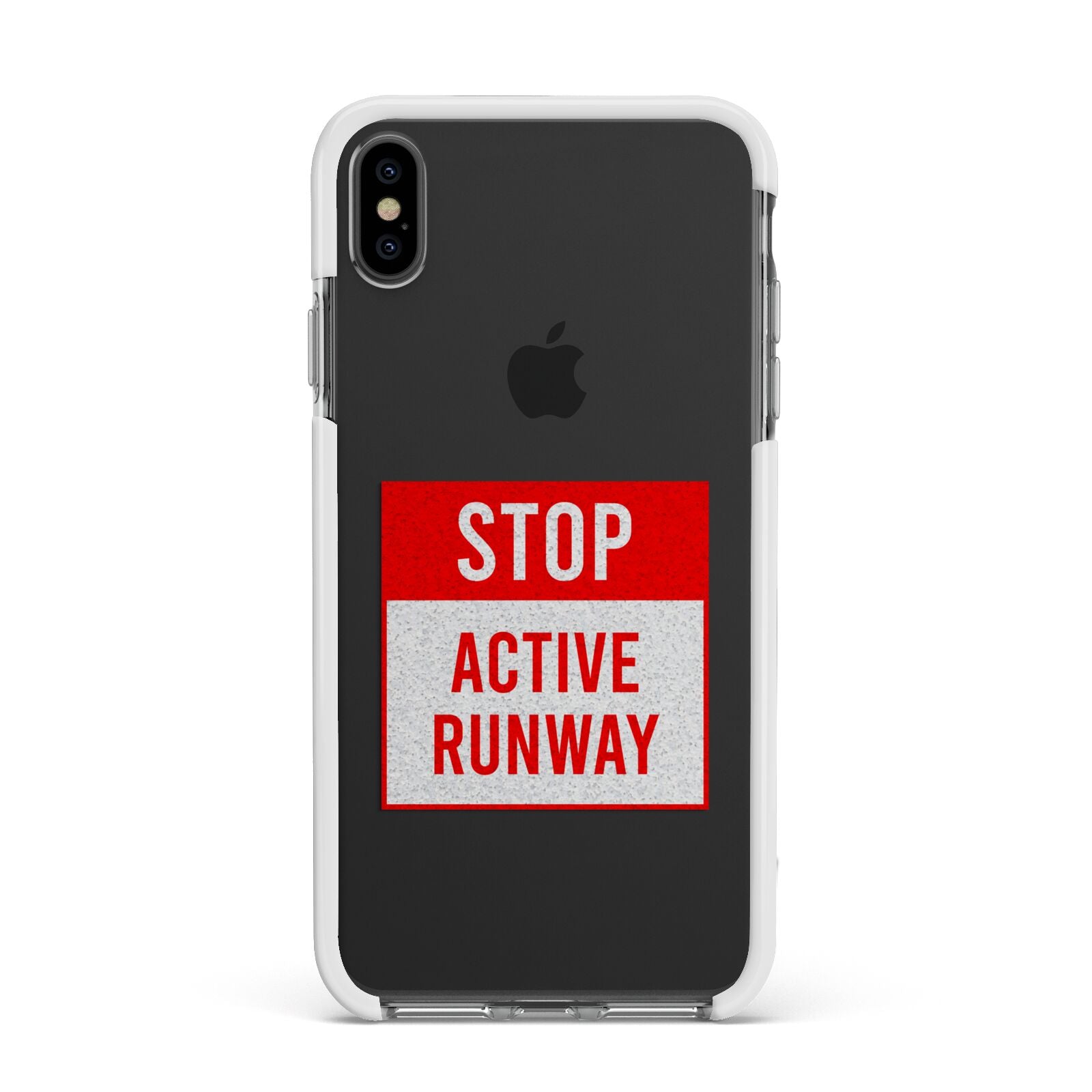 Stop Active Runway Apple iPhone Xs Max Impact Case White Edge on Black Phone