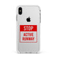 Stop Active Runway Apple iPhone Xs Max Impact Case White Edge on Silver Phone