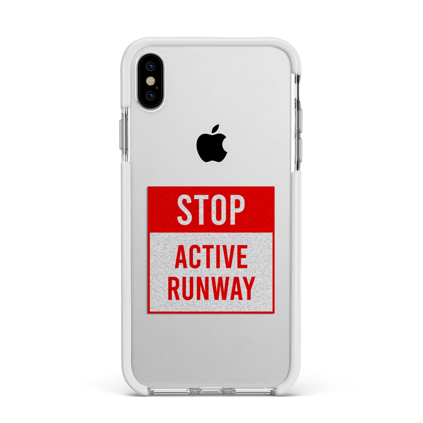 Stop Active Runway Apple iPhone Xs Max Impact Case White Edge on Silver Phone