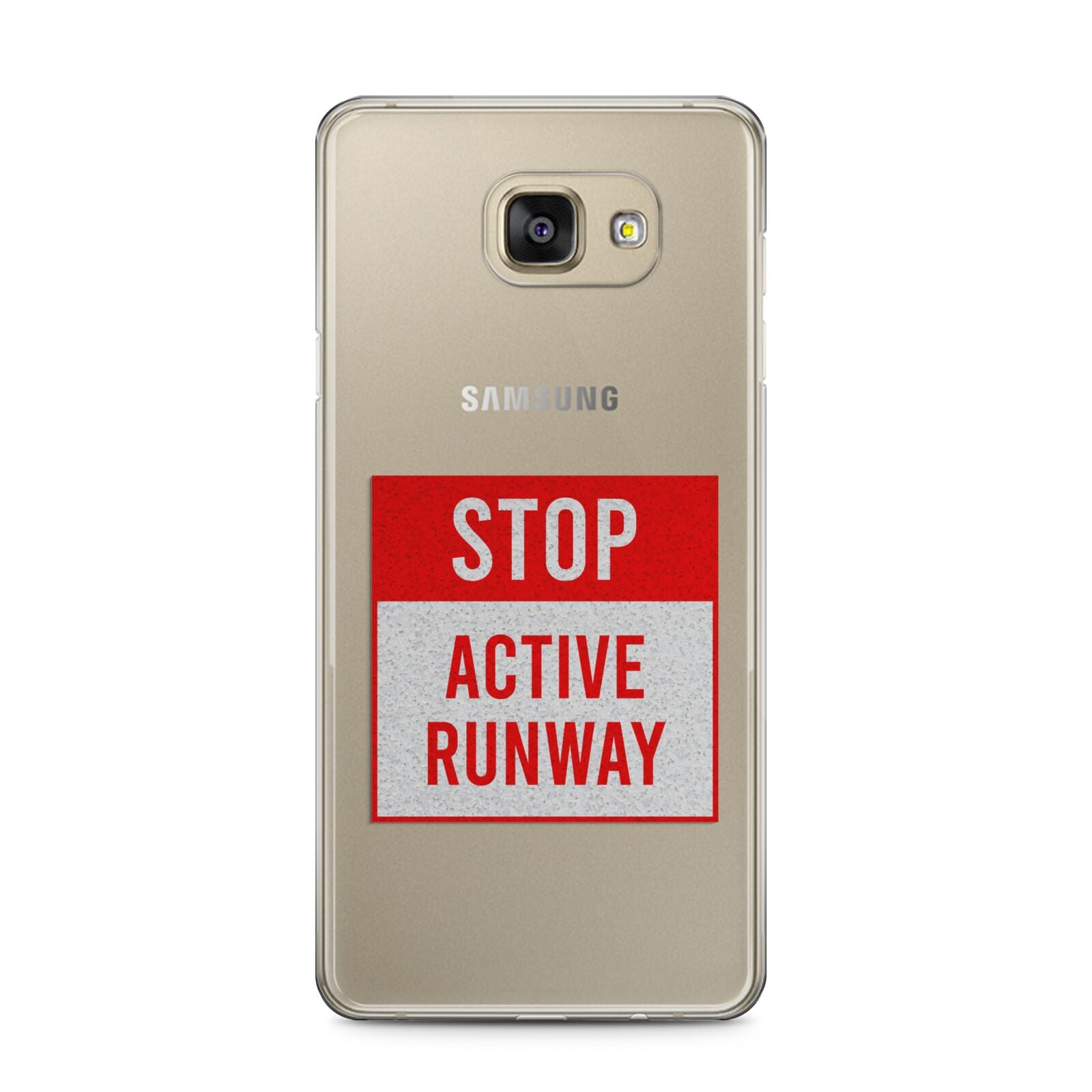 Stop Active Runway Samsung Galaxy A5 2016 Case on gold phone