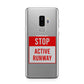 Stop Active Runway Samsung Galaxy S9 Plus Case on Silver phone