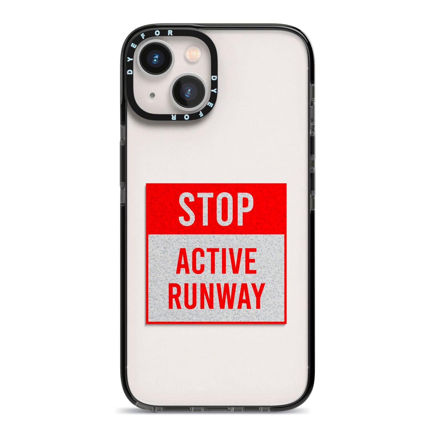 Stop Active Runway iPhone 13 Black Impact Case on Silver phone