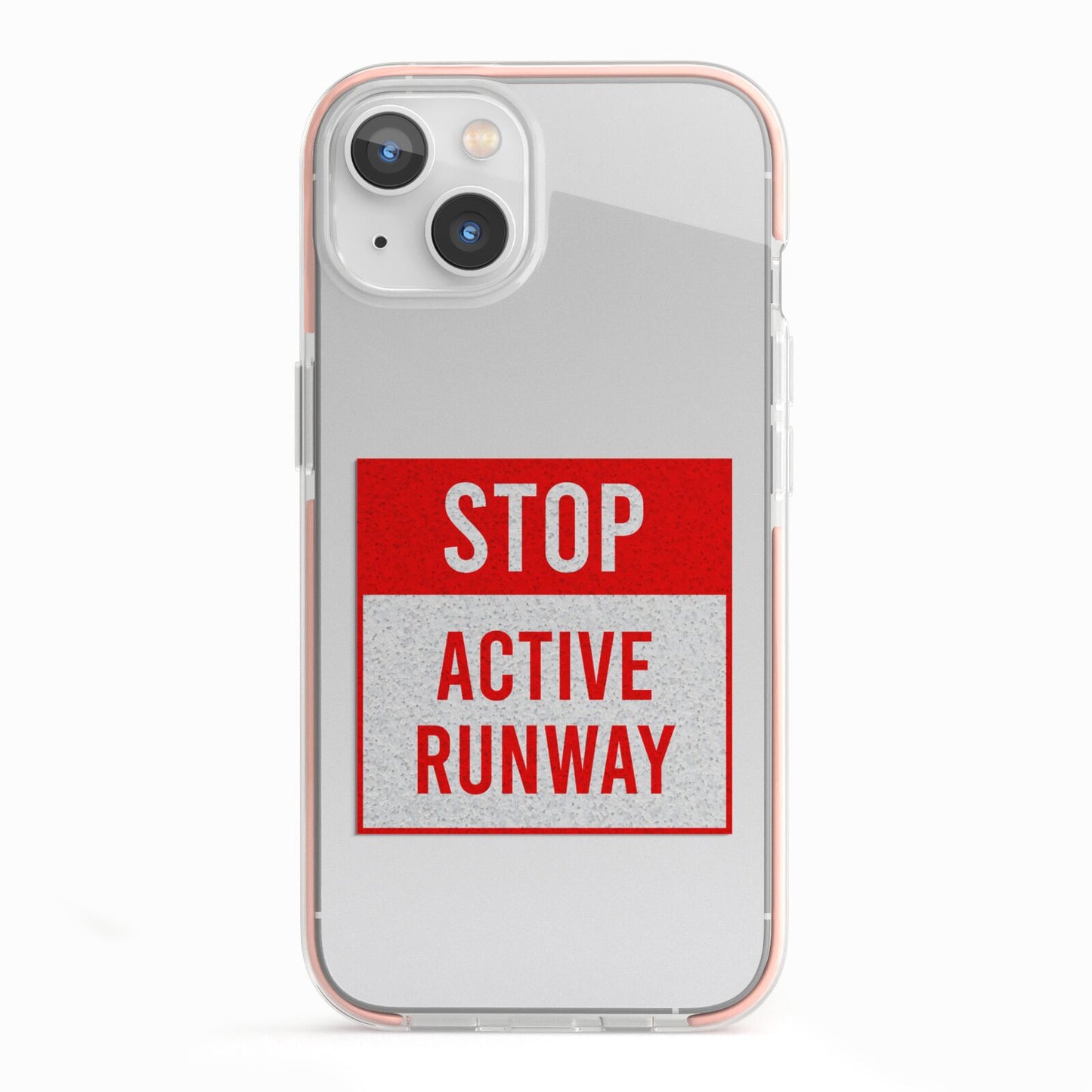 Stop Active Runway iPhone 13 TPU Impact Case with Pink Edges