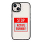 Stop Active Runway iPhone 14 Black Impact Case on Silver phone