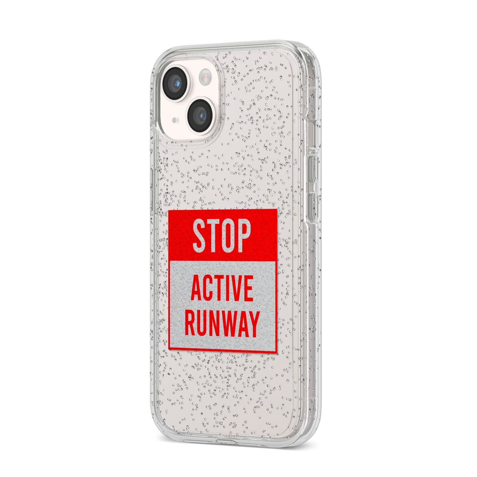 Stop Active Runway iPhone 14 Glitter Tough Case Starlight Angled Image