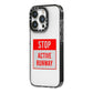 Stop Active Runway iPhone 14 Pro Black Impact Case Side Angle on Silver phone