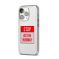 Stop Active Runway iPhone 14 Pro Clear Tough Case Silver Angled Image