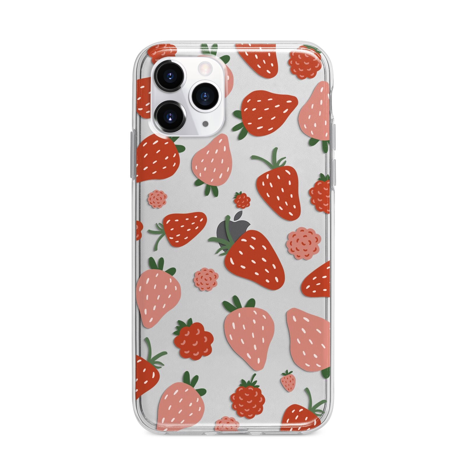 Strawberry Apple iPhone 11 Pro Max in Silver with Bumper Case