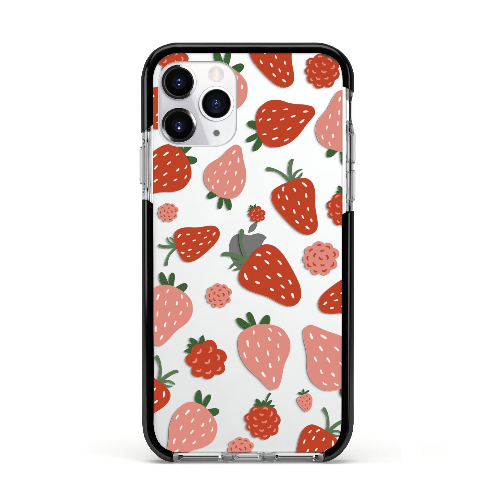 Strawberry Apple iPhone 11 Pro in Silver with Black Impact Case