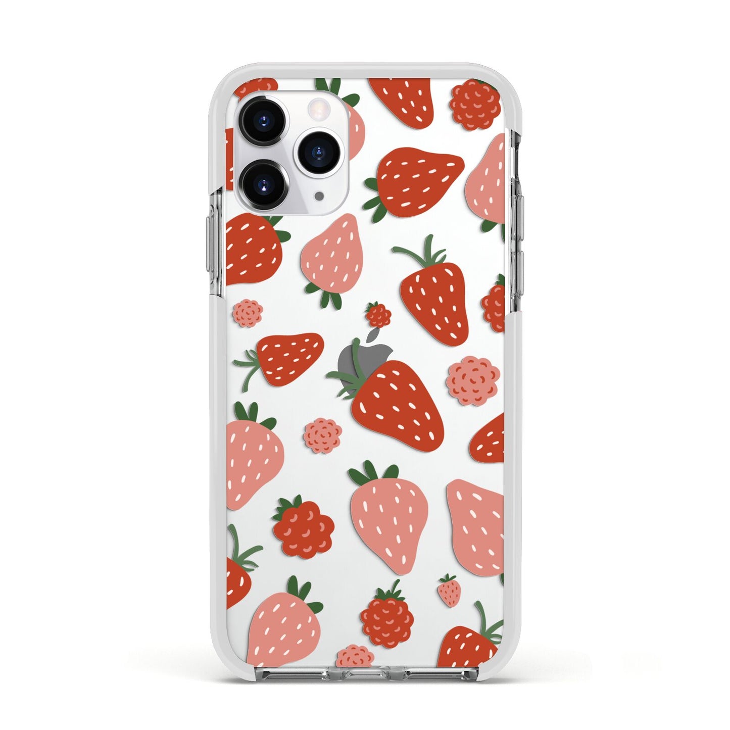 Strawberry Apple iPhone 11 Pro in Silver with White Impact Case
