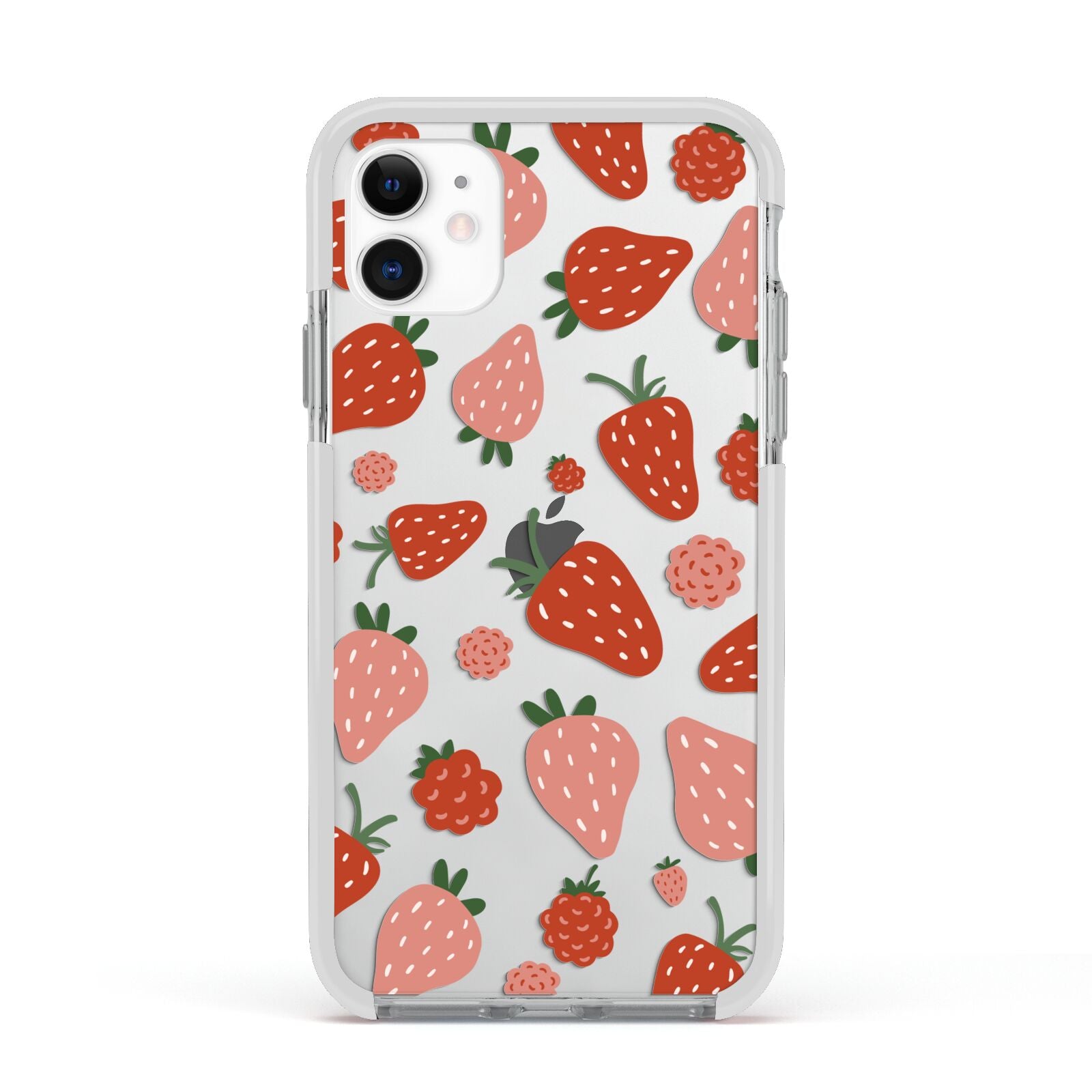 Strawberry Apple iPhone 11 in White with White Impact Case