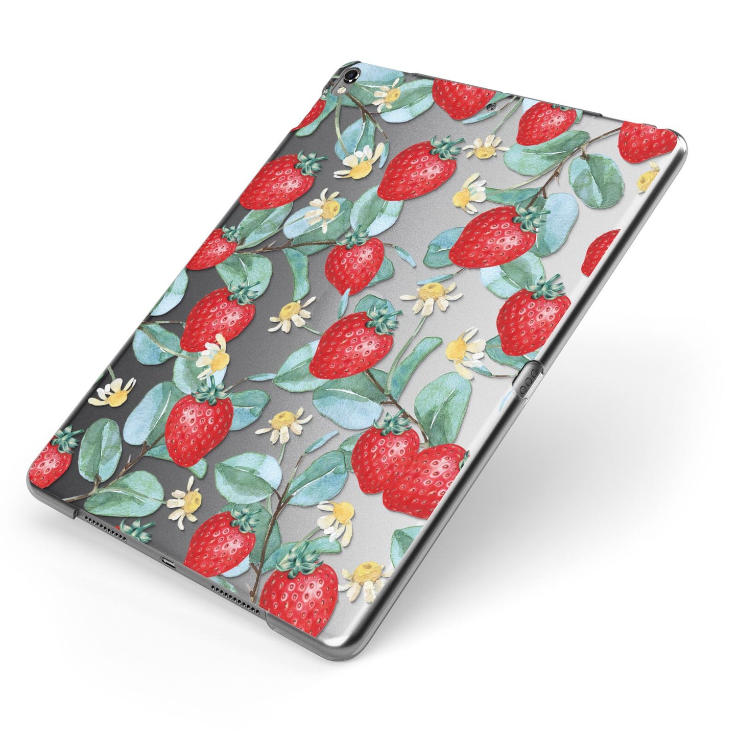 Strawberry Plant Apple iPad Case on Grey iPad Side View