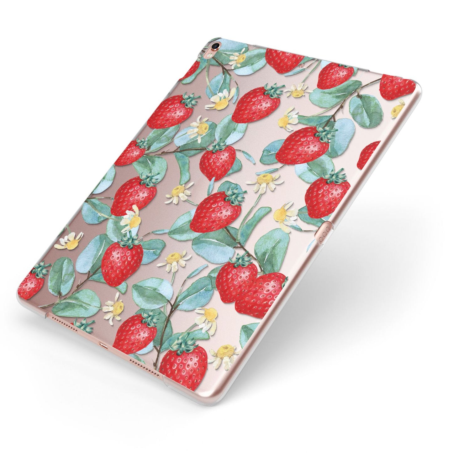 Strawberry Plant Apple iPad Case on Rose Gold iPad Side View