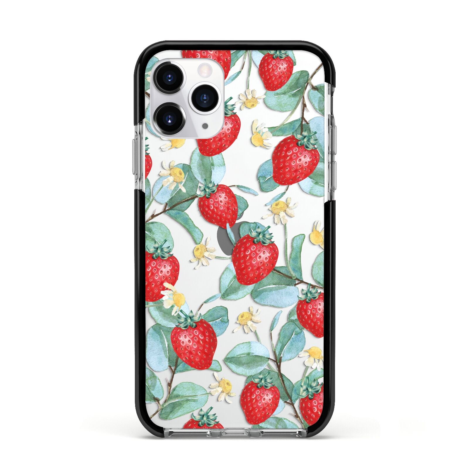 Strawberry Plant Apple iPhone 11 Pro in Silver with Black Impact Case