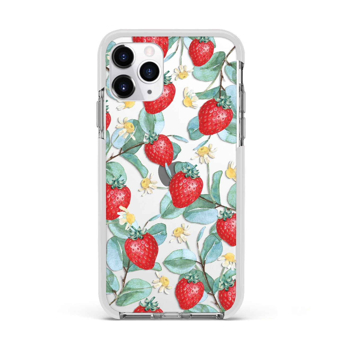 Strawberry Plant Apple iPhone 11 Pro in Silver with White Impact Case