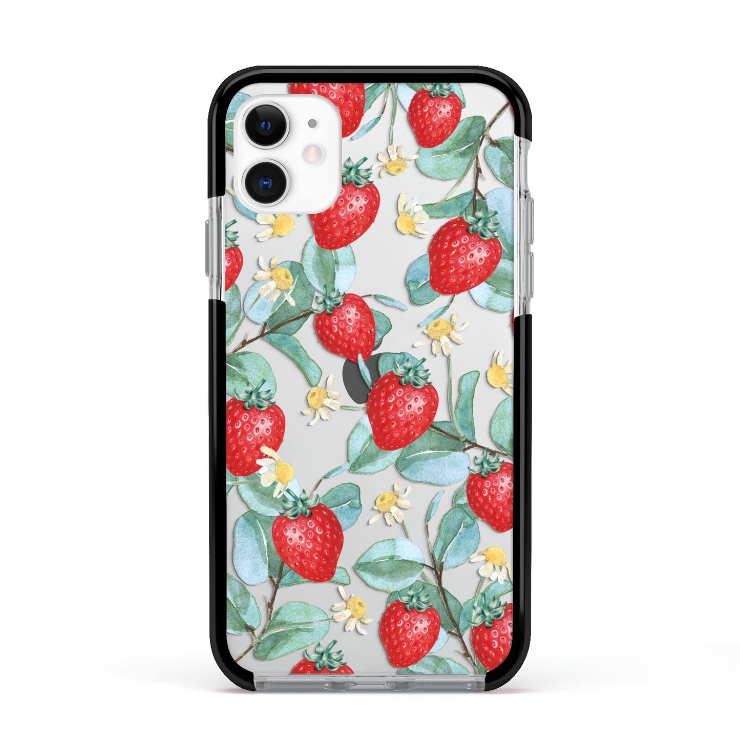 Strawberry Plant Apple iPhone 11 in White with Black Impact Case