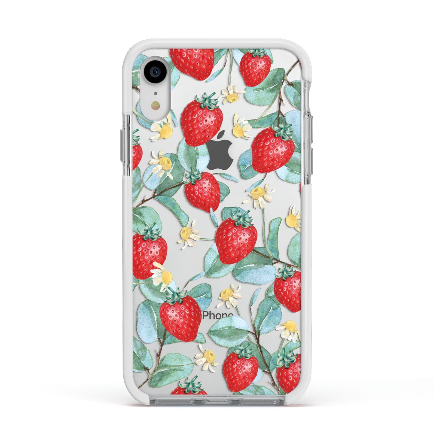 Strawberry Plant Apple iPhone XR Impact Case White Edge on Silver Phone