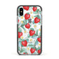 Strawberry Plant Apple iPhone Xs Impact Case Black Edge on Silver Phone