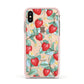 Strawberry Plant Apple iPhone Xs Impact Case Pink Edge on Gold Phone