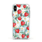 Strawberry Plant Apple iPhone Xs Impact Case White Edge on Silver Phone