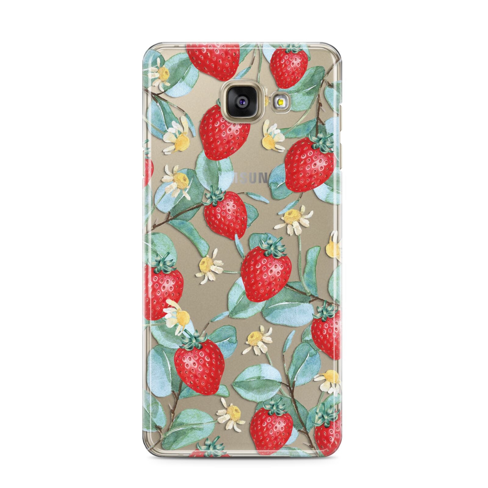 Strawberry Plant Samsung Galaxy A3 2016 Case on gold phone