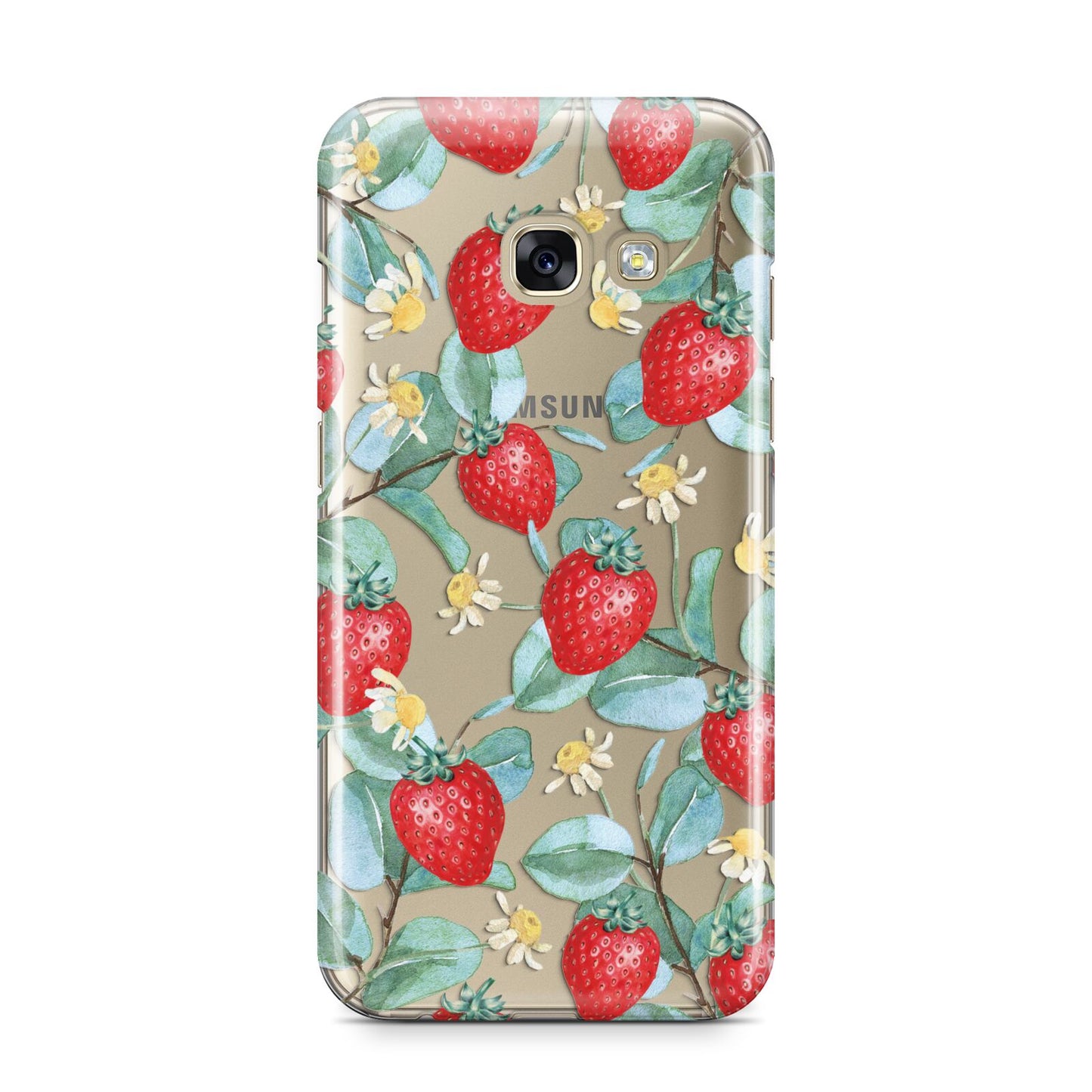 Strawberry Plant Samsung Galaxy A3 2017 Case on gold phone