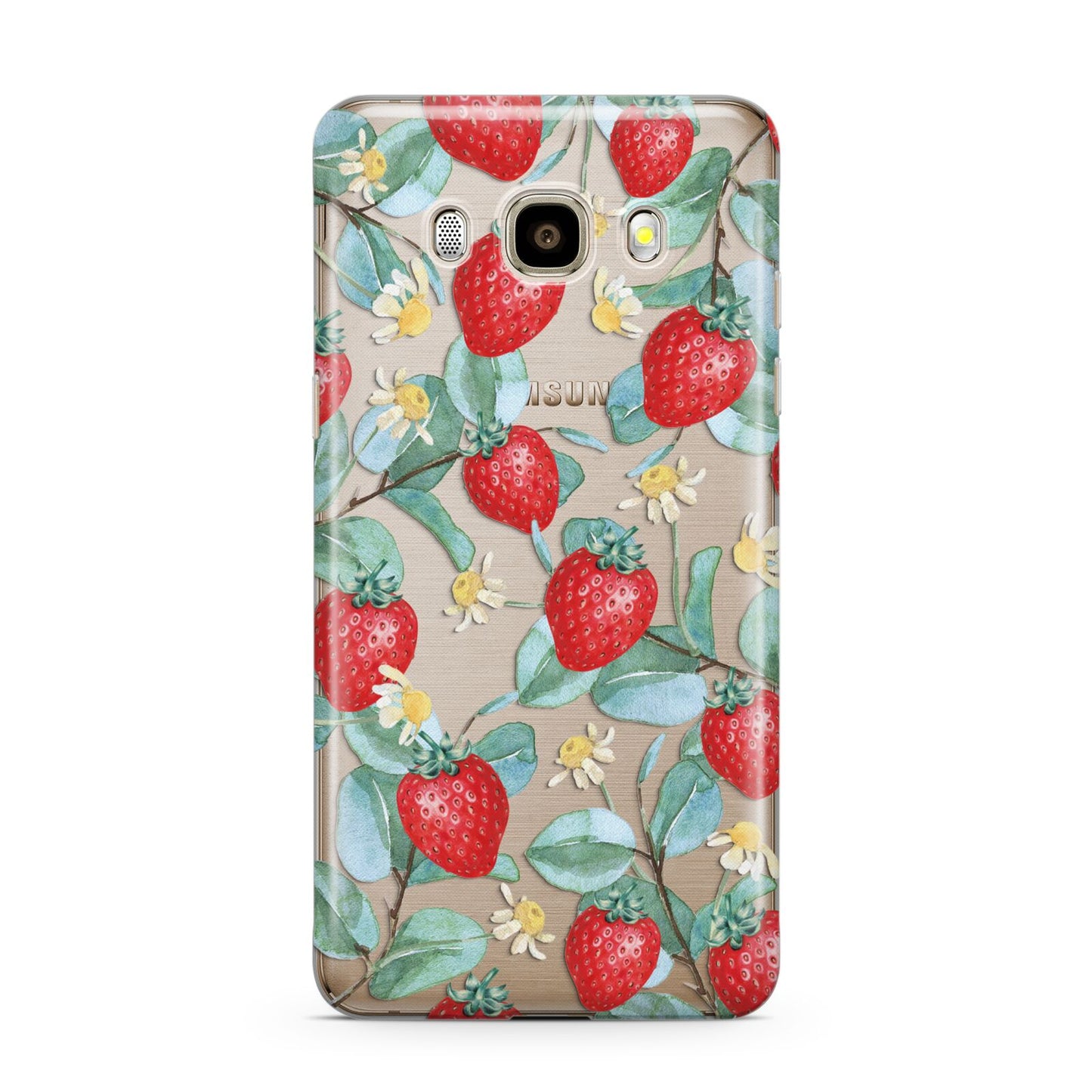 Strawberry Plant Samsung Galaxy J7 2016 Case on gold phone
