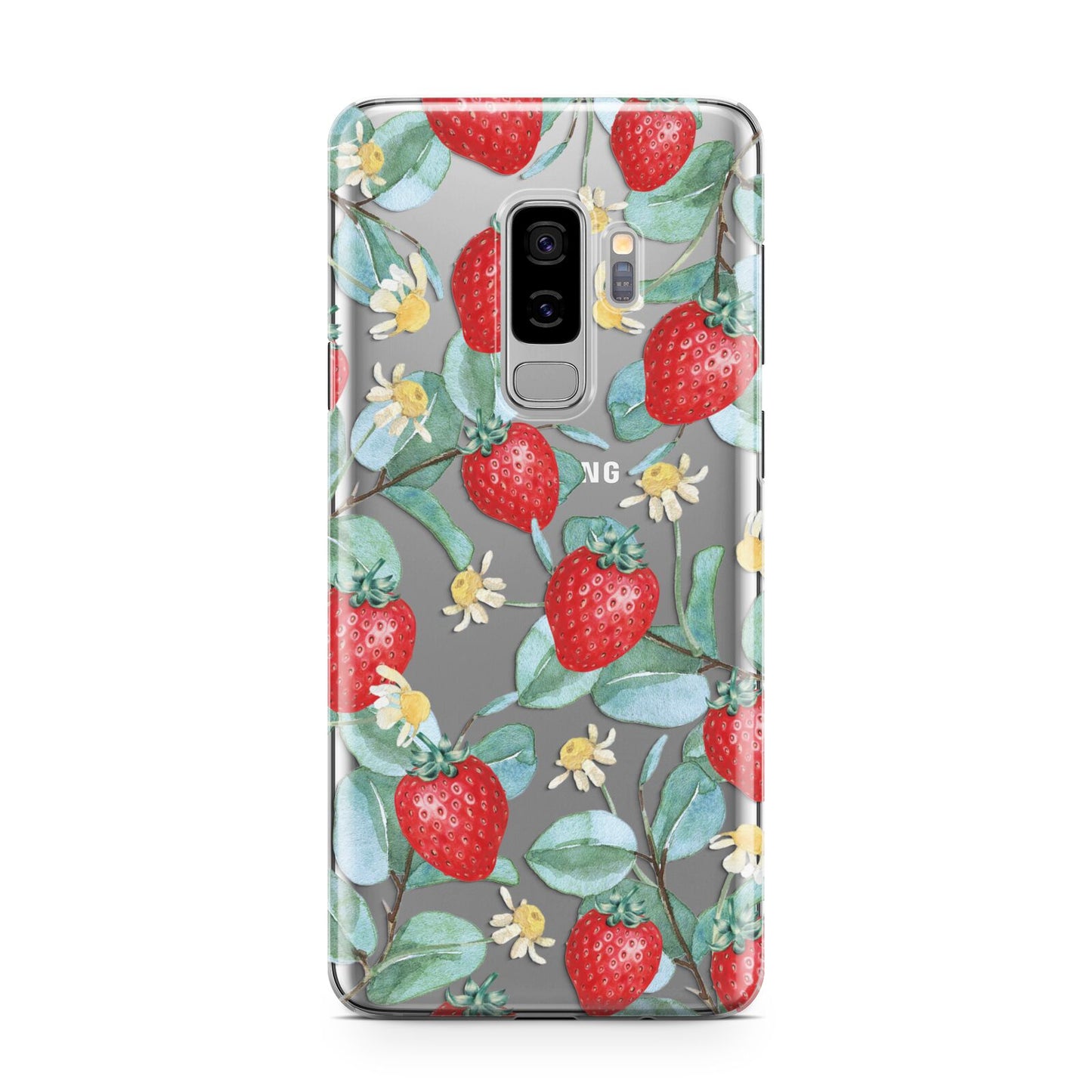 Strawberry Plant Samsung Galaxy S9 Plus Case on Silver phone