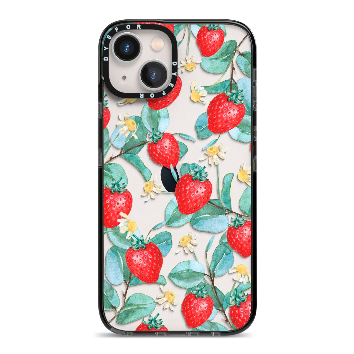 Strawberry Plant iPhone 13 Black Impact Case on Silver phone