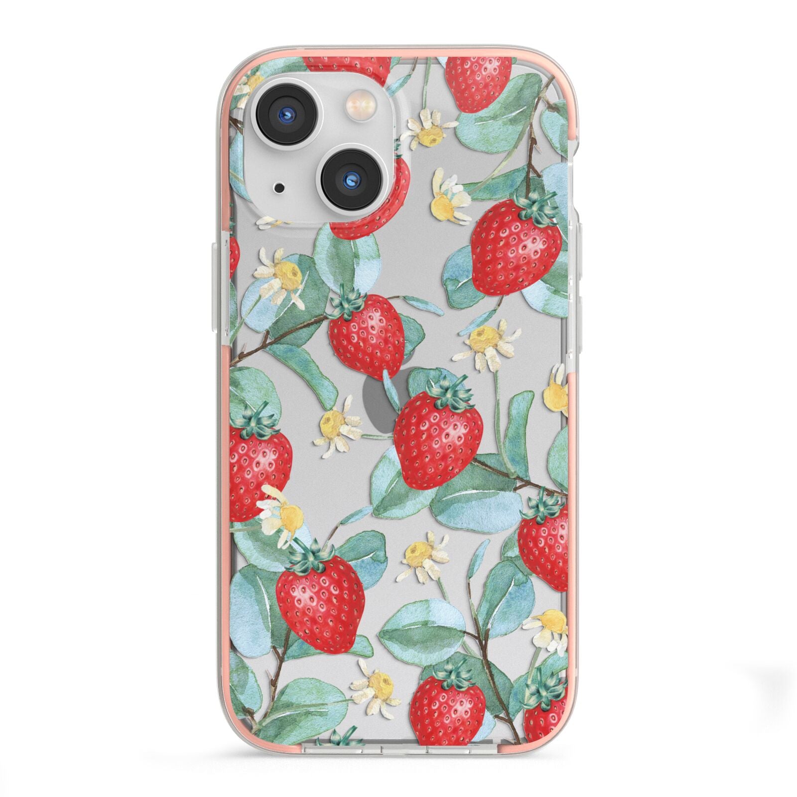 Strawberry Plant iPhone 13 Mini TPU Impact Case with Pink Edges