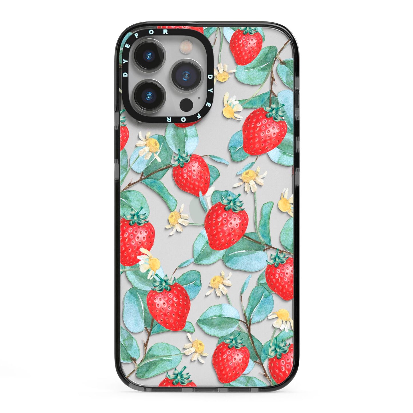 Strawberry Plant iPhone 13 Pro Max Black Impact Case on Silver phone