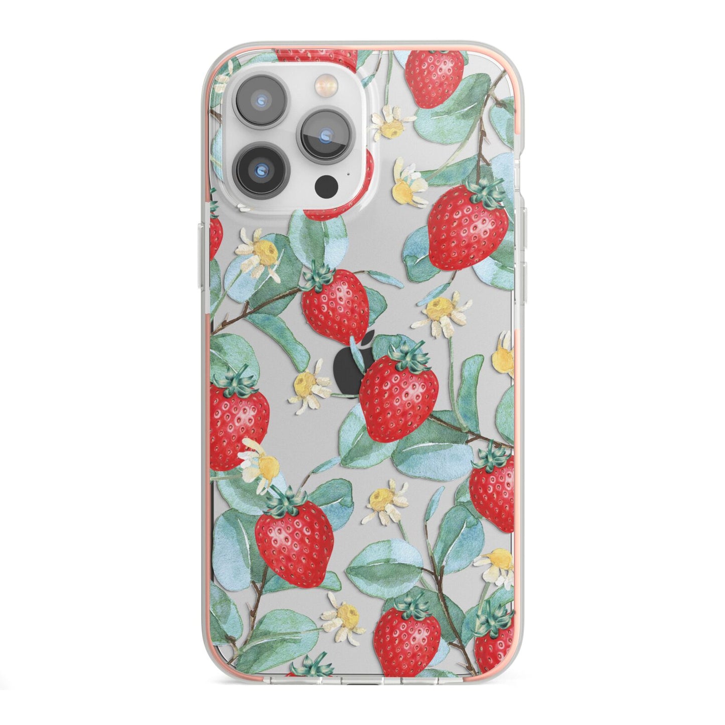 Strawberry Plant iPhone 13 Pro Max TPU Impact Case with Pink Edges