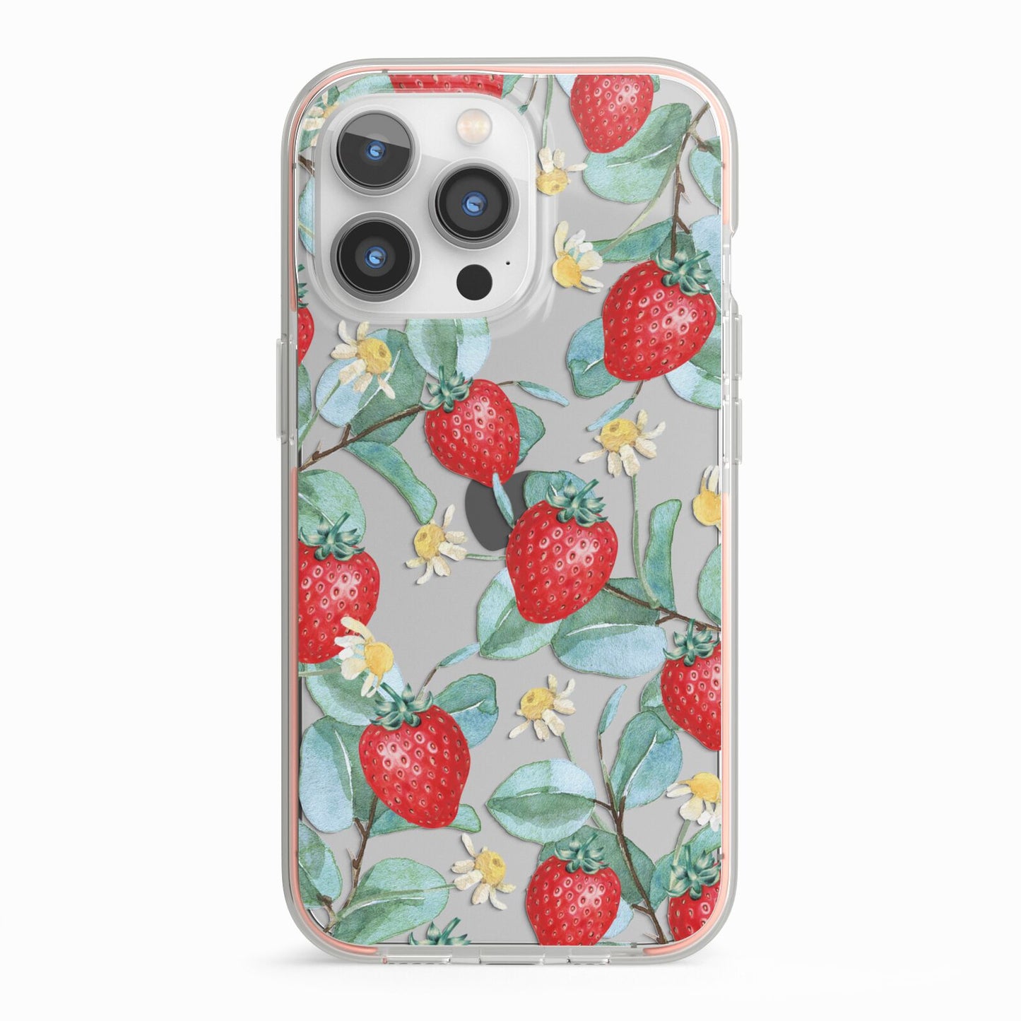 Strawberry Plant iPhone 13 Pro TPU Impact Case with Pink Edges